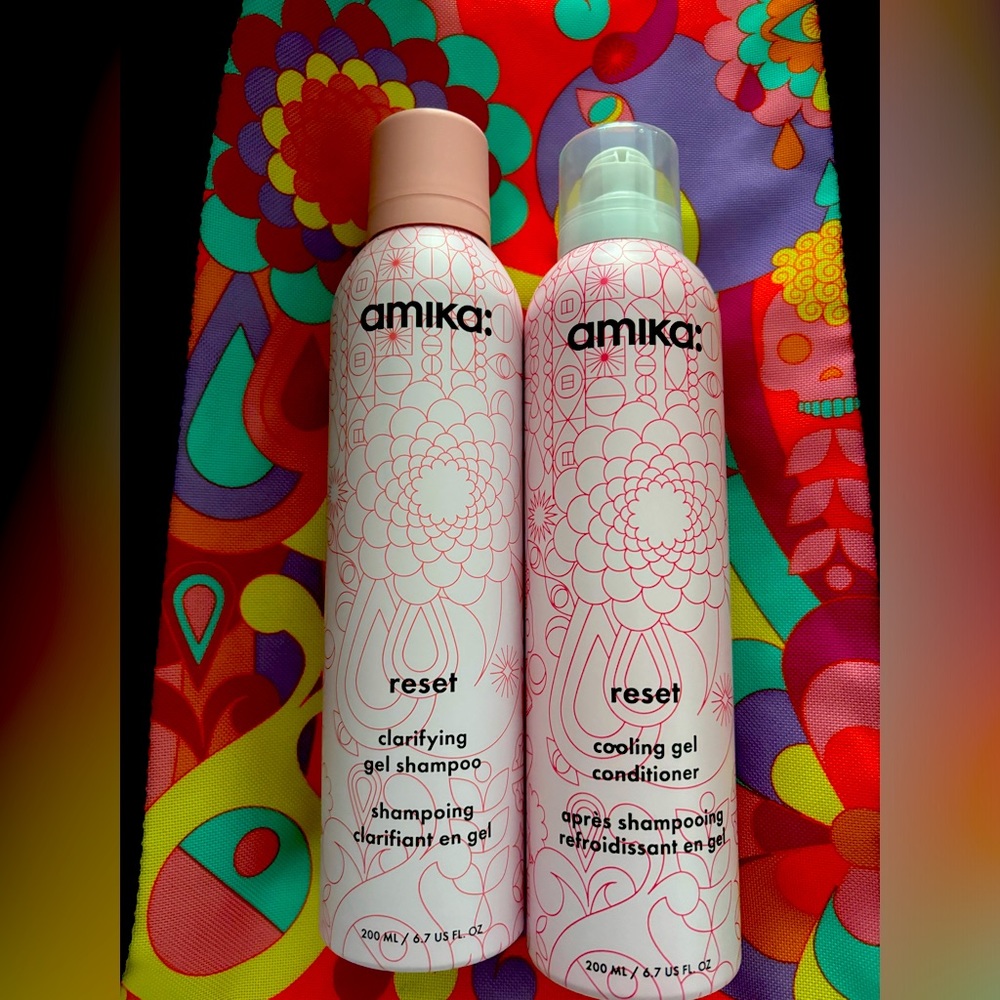 Amika Reset clarifying shampoo & cooling gel conditioner